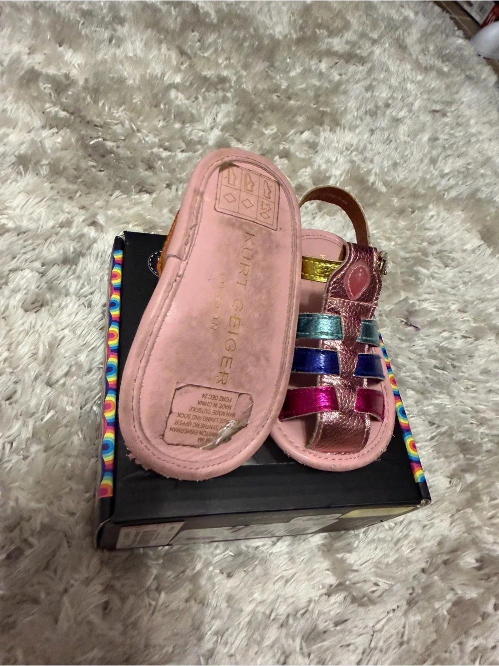 Kurt Geiger Baby Multi Rainbow Metallic Fisherman Sandal